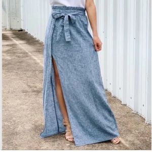 Express blue chambray long skirt